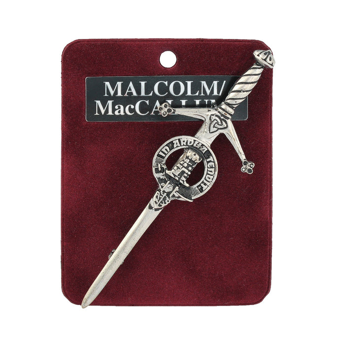 Malcolm / MacCallum Clan Badge, Kilt Pin, Lapel Pin, Cufflinks, Keyring/Key Fob & Gift Set — Fine Pewter by Art Pewter — Made in Scotland (Shiny Finish) - Heritage Of Scotland - Kilt Pin