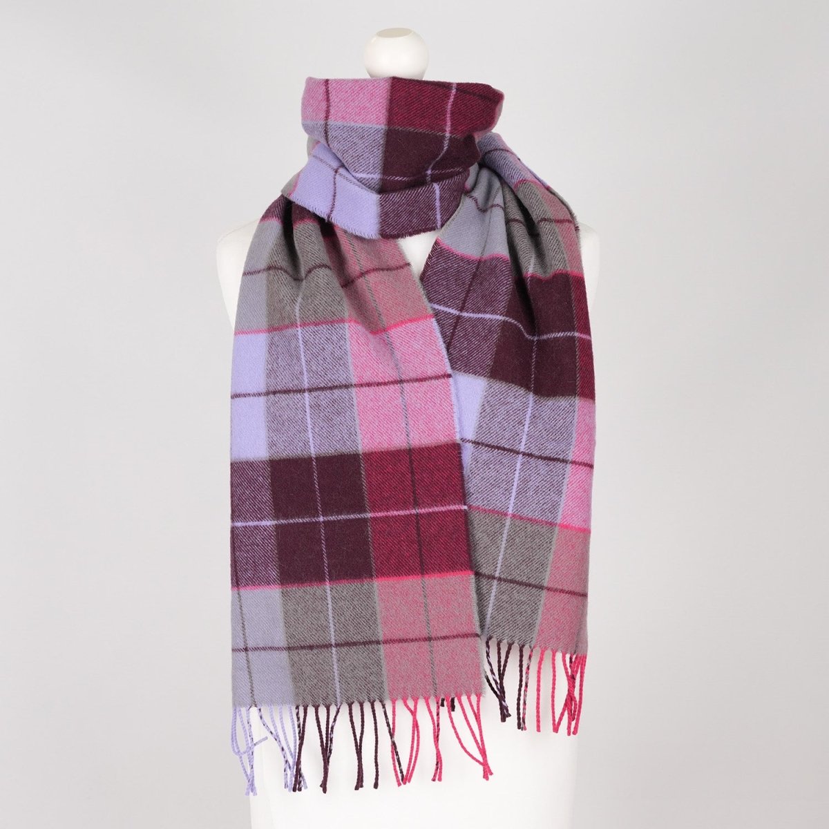 Marchbrae 100% Lambswool Scarf – Traditional Tartan & Check Designs - Made in Scotland - Caroline Block Check - Heritage Of Scotland -
