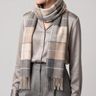 Marchbrae 100% Lambswool Scarf – Traditional Tartan & Check Designs - Made in Scotland - Caroline Block Check Two - Heritage Of Scotland -