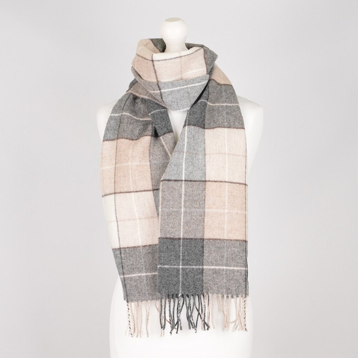 Marchbrae 100% Lambswool Scarf – Traditional Tartan & Check Designs - Made in Scotland - Caroline Block Check Two - Heritage Of Scotland -