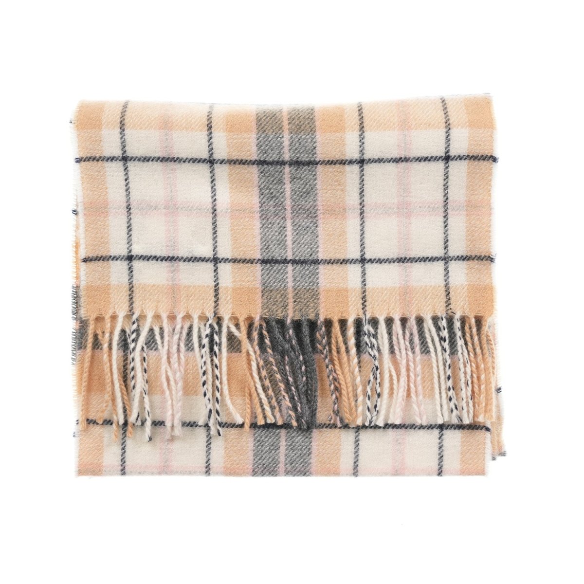 Marchbrae 100% Lambswool Scarf – Traditional Tartan & Check Designs - Made in Scotland - Cocoran Check - Heritage Of Scotland -