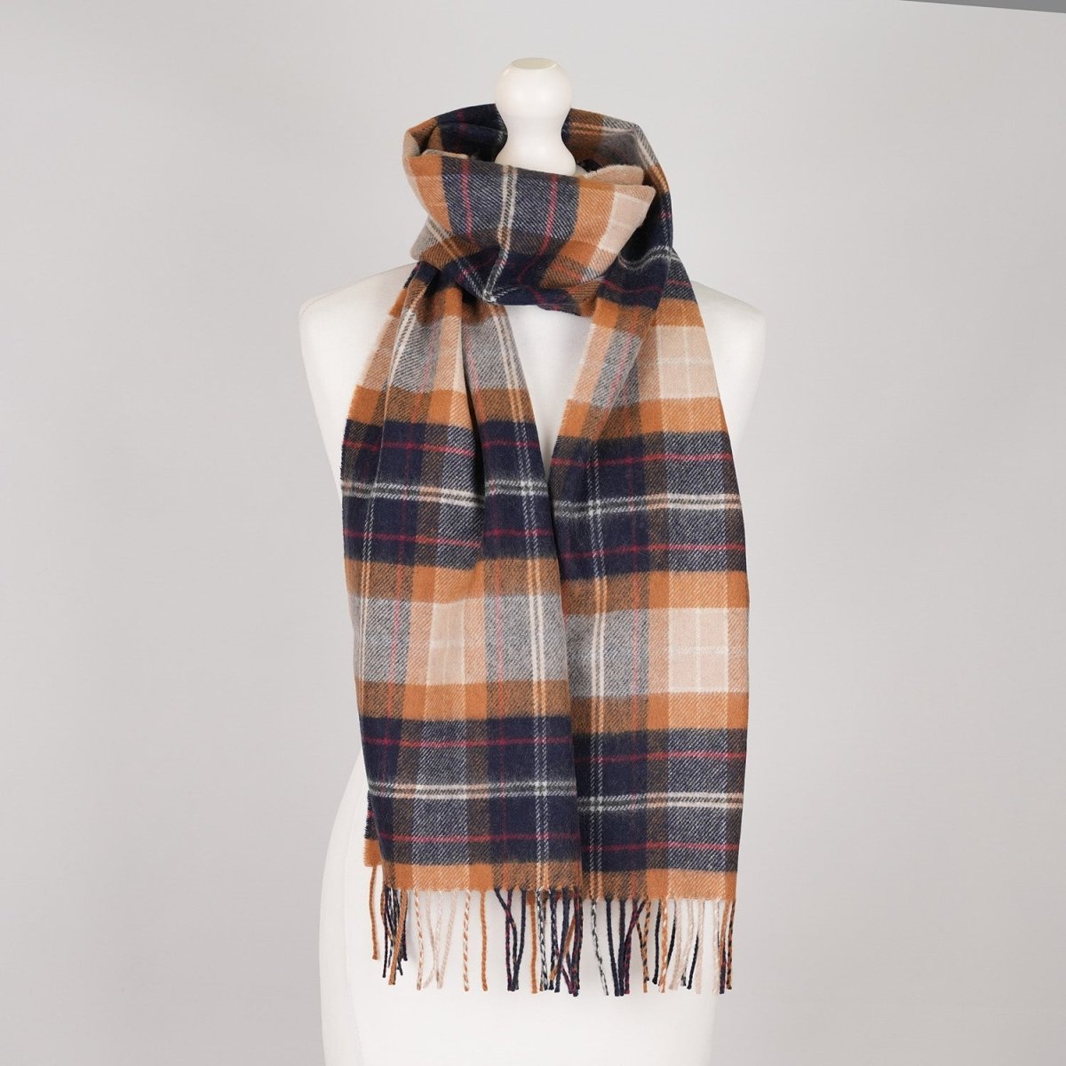 Marchbrae 100% Lambswool Scarf – Traditional Tartan & Check Designs - Made in Scotland - Cocoran Check One - Heritage Of Scotland -