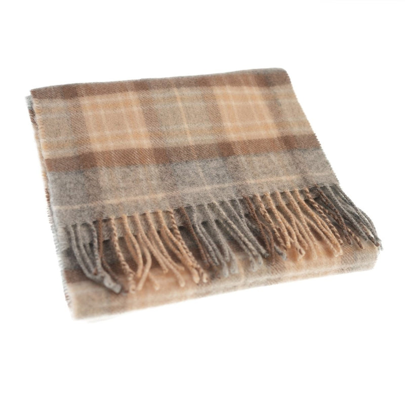 Marchbrae 100% Lambswool Scarf – Traditional Tartan & Check Designs - Made in Scotland - Heritage Of Scotland - Mackellar Natural