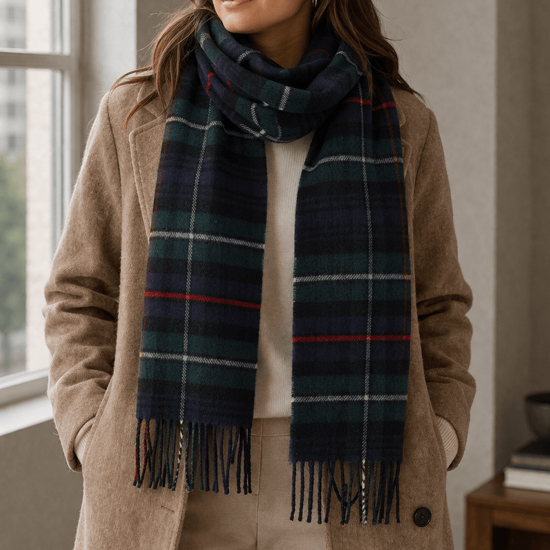 Marchbrae 100% Lambswool Scarf – Traditional Tartan & Check Designs - Made in Scotland - Heritage Of Scotland - Mckenzie