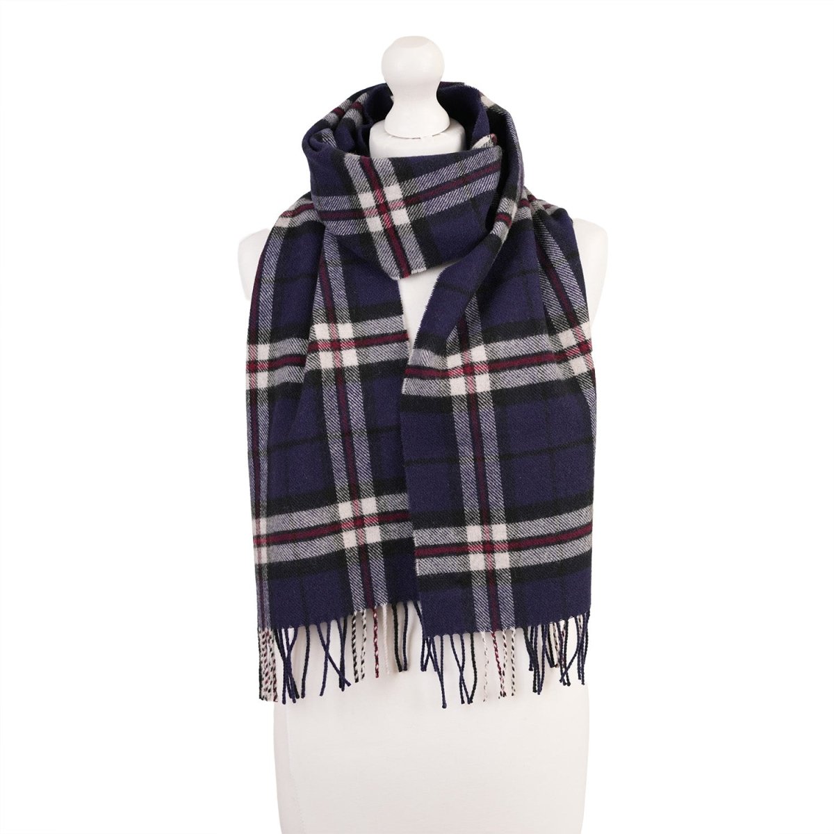 Marchbrae 100% Lambswool Scarf – Traditional Tartan & Check Designs - Made in Scotland - Heritage Of Scotland - Thomson Navy
