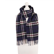 Marchbrae 100% Lambswool Scarf – Traditional Tartan & Check Designs - Made in Scotland - Heritage Of Scotland - Thomson Navy