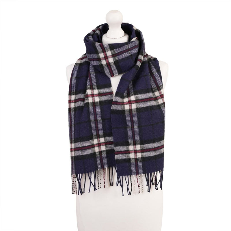 Marchbrae 100% Lambswool Scarf – Traditional Tartan & Check Designs - Made in Scotland - Heritage Of Scotland - Thomson Navy