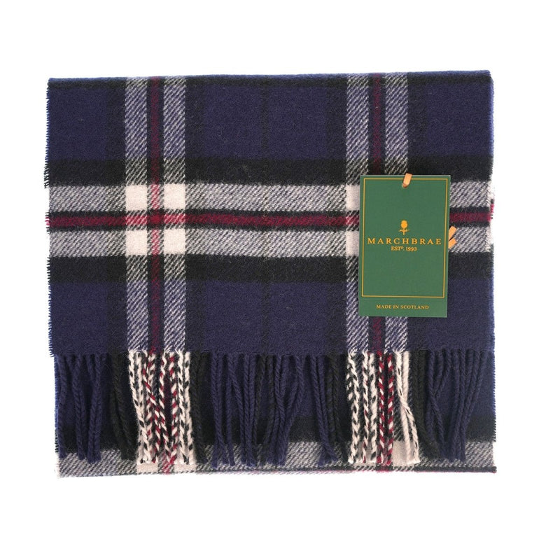 Marchbrae 100% Lambswool Scarf – Traditional Tartan & Check Designs - Made in Scotland - Heritage Of Scotland - Thomson Navy