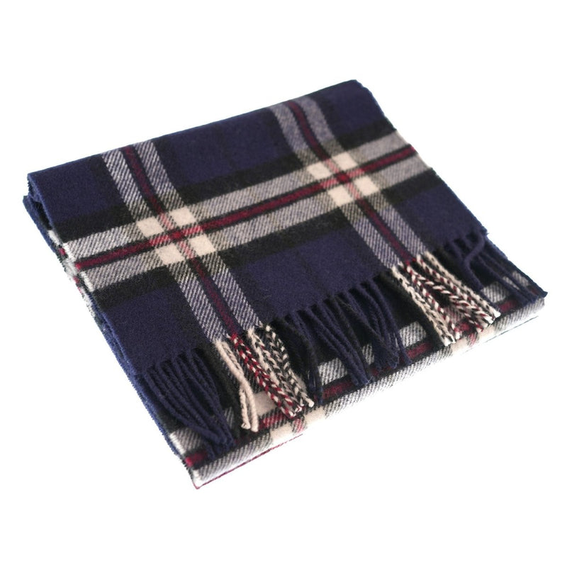 Marchbrae 100% Lambswool Scarf – Traditional Tartan & Check Designs - Made in Scotland - Heritage Of Scotland - Thomson Navy
