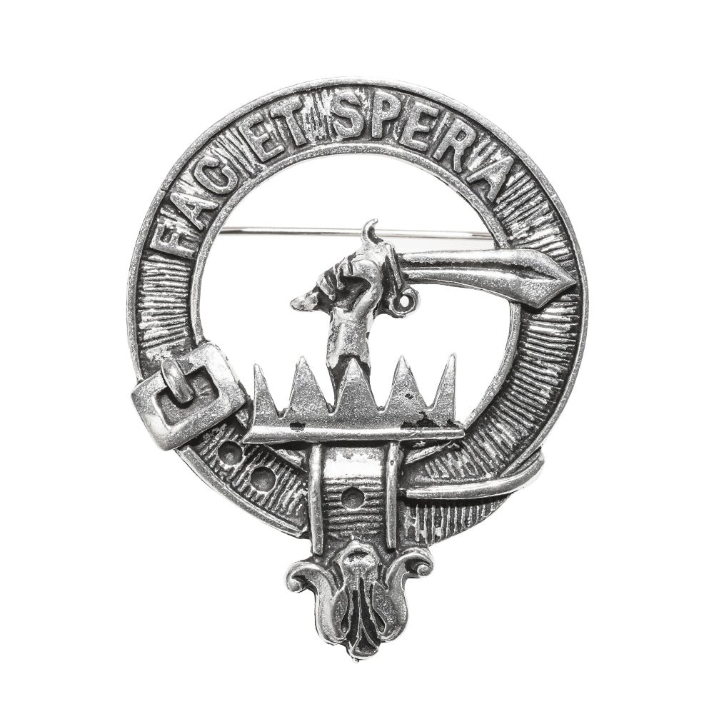 Matheson Clan Badge, Kilt Pin, Lapel Pin, Cufflinks, Keyring/Key Fob & Gift Set — Fine Pewter by Art Pewter — Made in Scotland (Shiny Finish) - Heritage Of Scotland - Badge