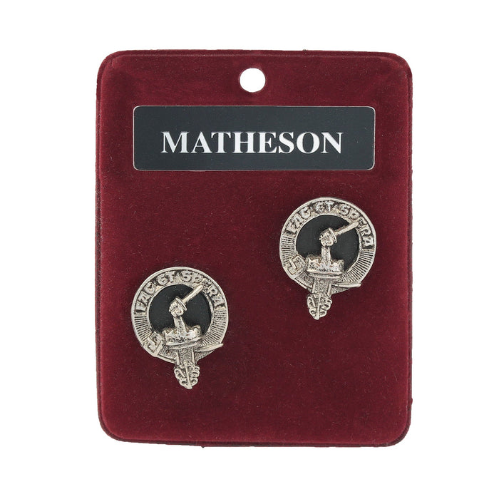 Matheson Clan Badge, Kilt Pin, Lapel Pin, Cufflinks, Keyring/Key Fob & Gift Set — Fine Pewter by Art Pewter — Made in Scotland (Shiny Finish) - Heritage Of Scotland - Cufflinks