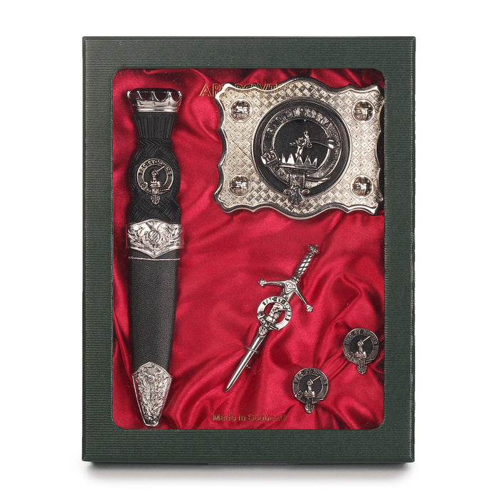 Matheson Clan Badge, Kilt Pin, Lapel Pin, Cufflinks, Keyring/Key Fob & Gift Set — Fine Pewter by Art Pewter — Made in Scotland (Shiny Finish) - Heritage Of Scotland - Gift Set