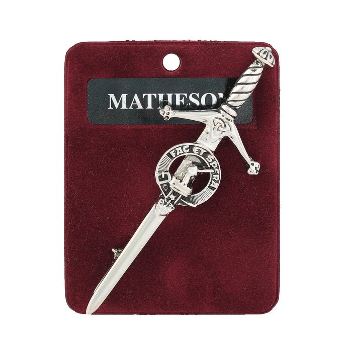 Matheson Clan Badge, Kilt Pin, Lapel Pin, Cufflinks, Keyring/Key Fob & Gift Set — Fine Pewter by Art Pewter — Made in Scotland (Shiny Finish) - Heritage Of Scotland - Kilt Pin