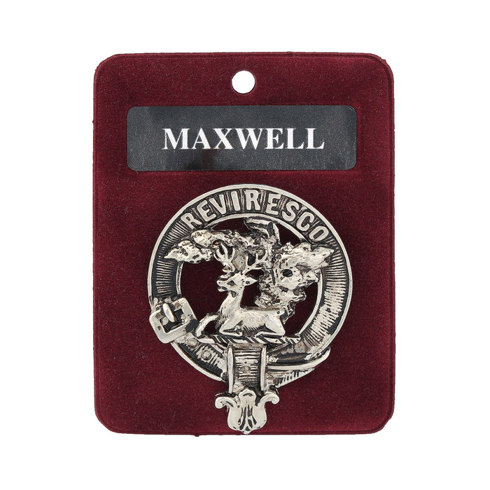 Maxwell Clan Badge, Kilt Pin, Lapel Pin, Cufflinks, Keyring/Key Fob & Gift Set — Fine Pewter by Art Pewter — Made in Scotland (Shiny Finish) - Heritage Of Scotland - Badge