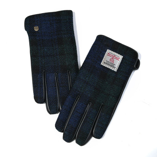 Men Touch Screen Leather Gloves Black Watch - Heritage Of Scotland - BLACK WATCH