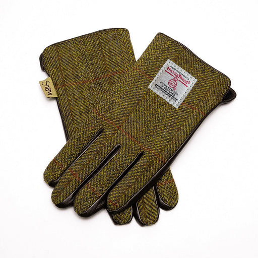 Men Touch Screen Leather Gloves Chestnut Herringbone - Heritage Of Scotland - CHESTNUT HERRINGBONE