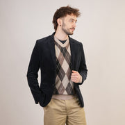 Men's Argyle Ballantrae Jumper Beige Melange - Heritage Of Scotland - BEIGE MELANGE