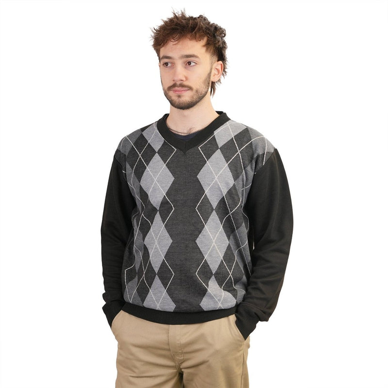 Men's Argyle Ballantrae Jumper Black - Heritage Of Scotland - BLACK