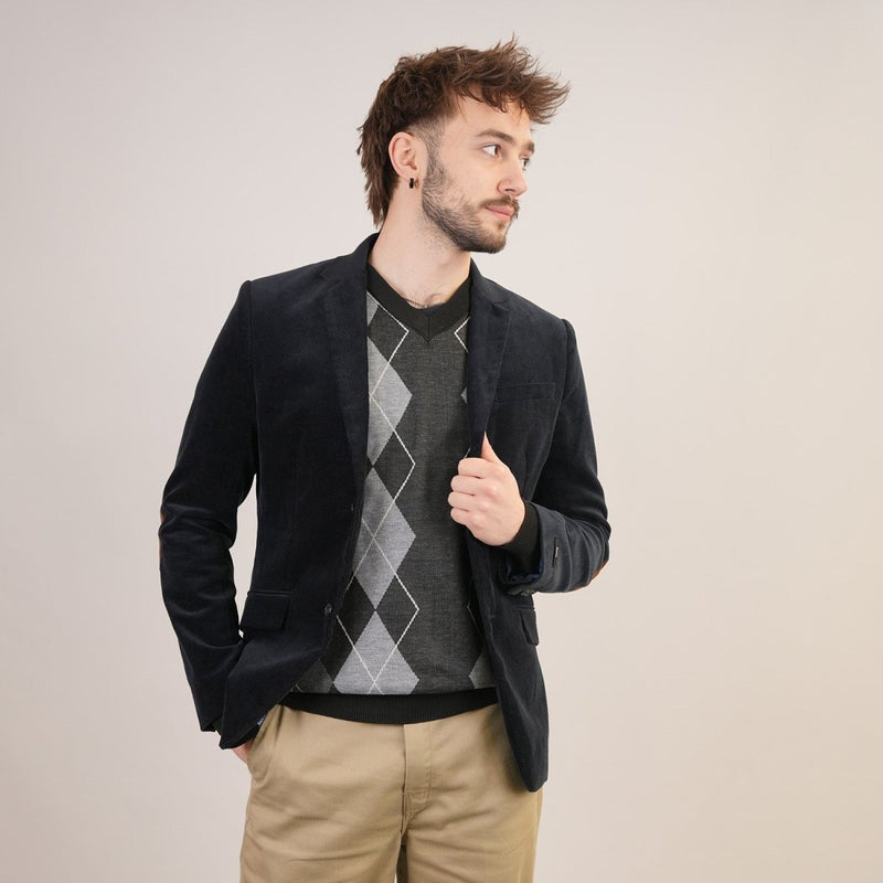 Men's Argyle Ballantrae Jumper Black - Heritage Of Scotland - BLACK