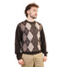 Men's Argyle Ballantrae Jumper Crew Neck Dark Brown - Heritage Of Scotland - DARK BROWN