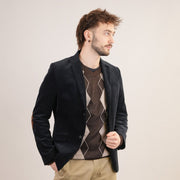 Men's Argyle Ballantrae Jumper Dark Brown - Heritage Of Scotland - DARK BROWN