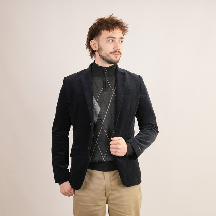 Men's Argyle Ballantrae Jumper Half Zip Charcoal - Heritage Of Scotland - CHARCOAL