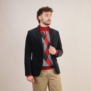 Men's Argyle Ballantrae Jumper Half Zip Red - Heritage Of Scotland - RED