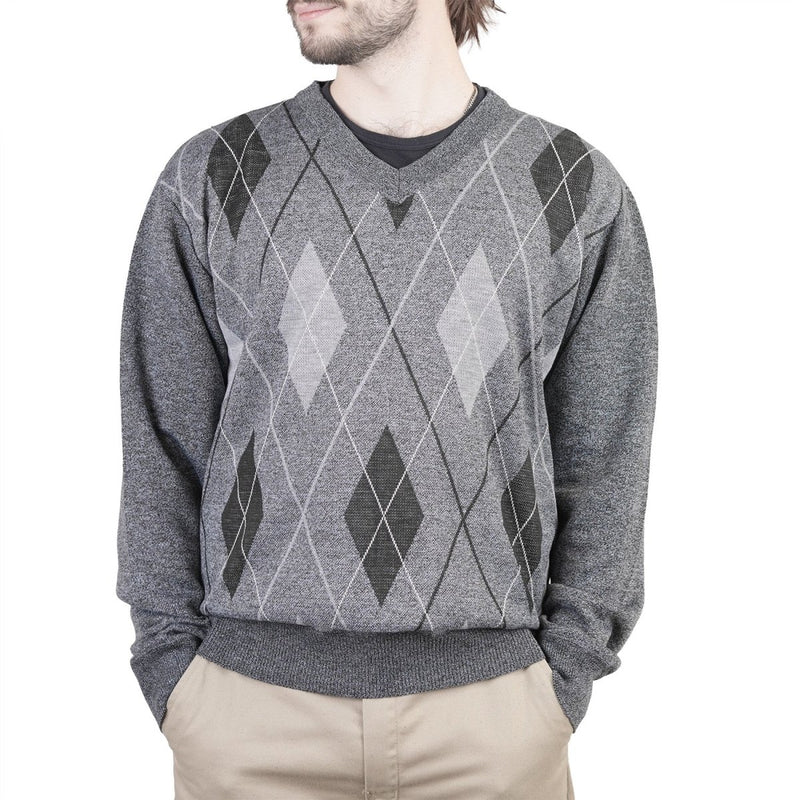 Men's Argyle Ballantrae Jumper Light Grey Melange - Heritage Of Scotland - LIGHT GREY MELANGE