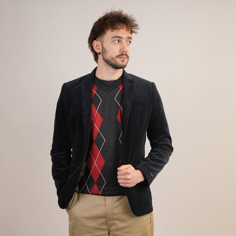 Men's Argyle Ballantrae Jumper Navy - Heritage Of Scotland - Navy