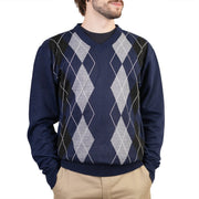 Men's Argyle Ballantrae Jumper V - Neck Royal Blue - Heritage Of Scotland - ROYAL BLUE