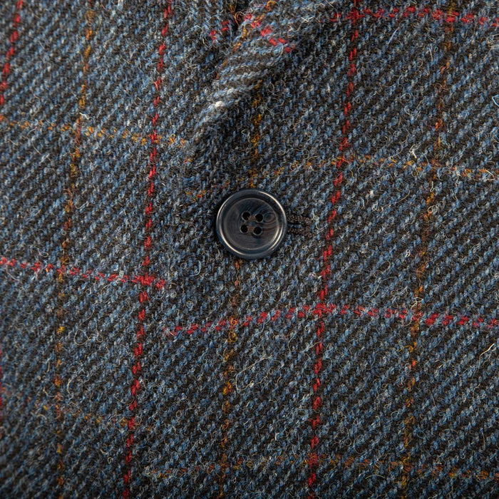 Men's Barra Harris Tweed Jacket Blue Red Check - Heritage Of Scotland - BLUE RED CHECK