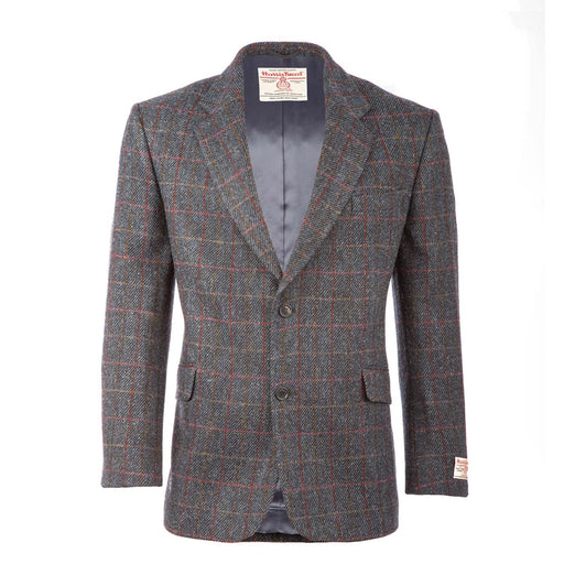 Men's Barra Harris Tweed Jacket Blue Red Check - Heritage Of Scotland - BLUE RED CHECK