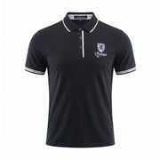 Men’s Black Scotland Crest Polo Shirt with White Trim - Heritage Of Scotland - NAVY / S