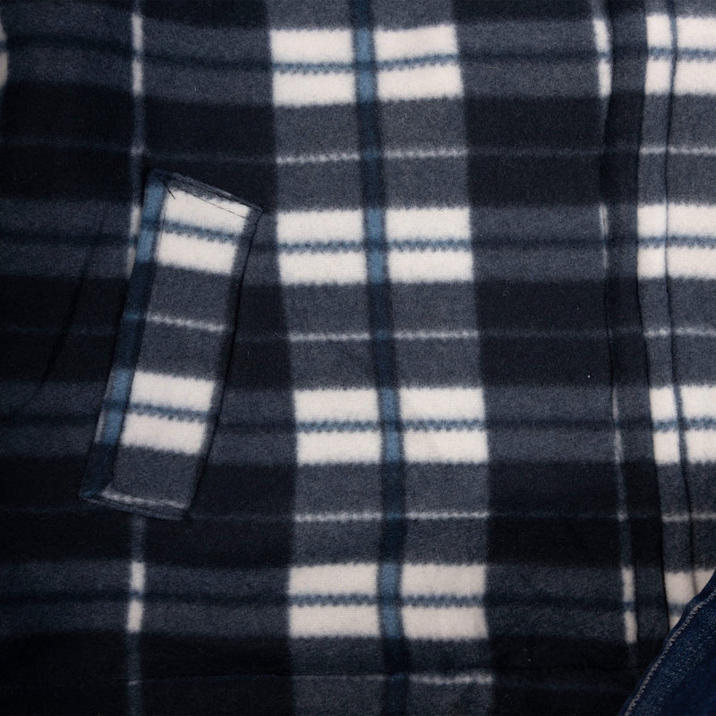 Men's Casual Tartan Sherpa Jacket Grey/White Check - Heritage Of Scotland - GREY/WHITE CHECK