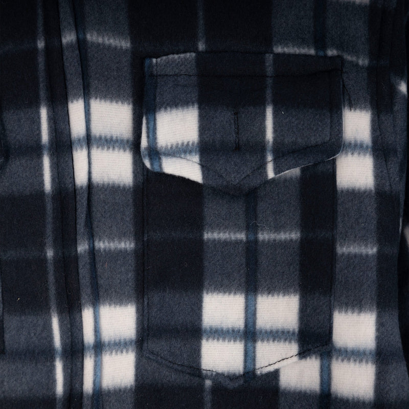 Men's Casual Tartan Sherpa Jacket Grey/White Check - Heritage Of Scotland - GREY/WHITE CHECK