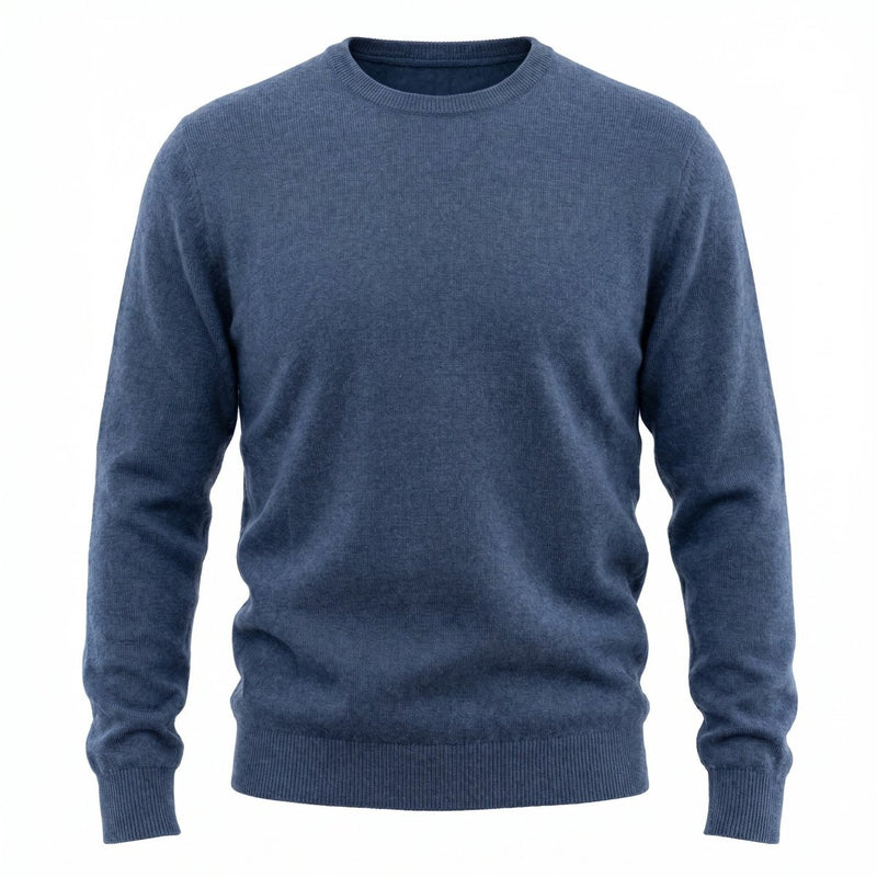 Men's Dunedin Cashmere 100% Cashmere Crew Neck - Denim - Heritage Of Scotland - DENIM