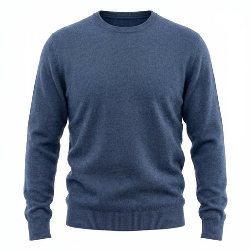 Men's Dunedin Cashmere 100% Cashmere Crew Neck - Denim - Heritage Of Scotland - DENIM