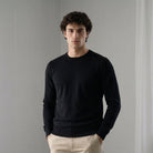 Men's Dunedin Cashmere 100% Cashmere Crew Neck Jumper - Black - Heritage Of Scotland - XS