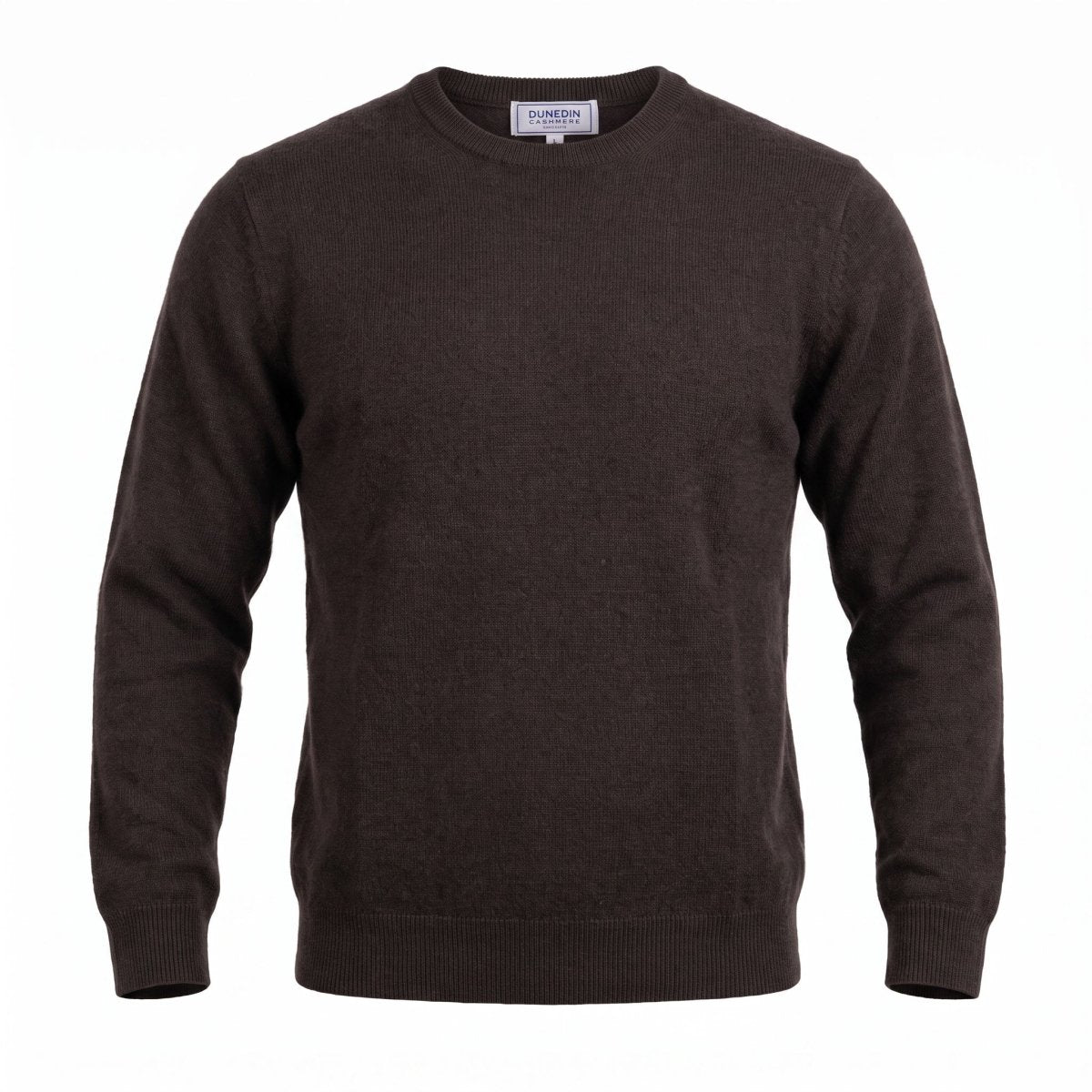 Men's Dunedin Cashmere 100% Cashmere Crew Neck Jumper - Chocolate Brown - Heritage Of Scotland - S