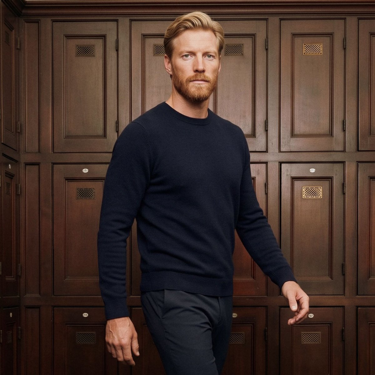 Men's Dunedin Cashmere 100% Cashmere Crew Neck Jumper - Cosmos - Heritage Of Scotland - XS