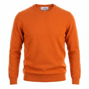 Men's Dunedin Cashmere 100% Cashmere Crew Neck Jumper - Mandarin Orange - Heritage Of Scotland - S