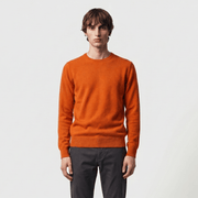Men's Dunedin Cashmere 100% Cashmere Crew Neck Jumper - Mandarin Orange - Heritage Of Scotland - S