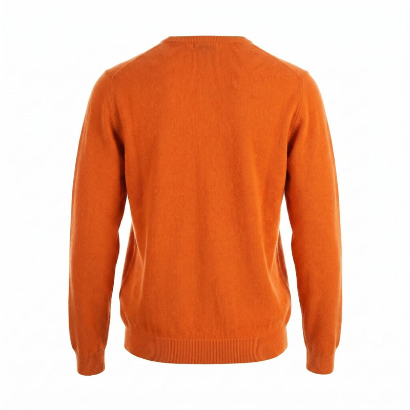 Men's Dunedin Cashmere 100% Cashmere Crew Neck Jumper - Mandarin Orange - Heritage Of Scotland - S