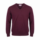 Men's Dunedin Cashmere 100% Cashmere V Neck Jumper - Bordeaux - Heritage Of Scotland - XS