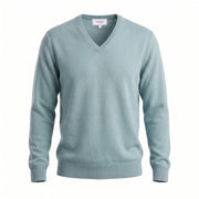 Men's Dunedin Cashmere 100% Cashmere V - Neck Jumper - Ultramarine - Heritage Of Scotland - S
