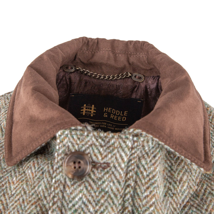 Men's Finn Harris Tweed Gilet Green Herringbone - Heritage Of Scotland - GREEN HERRINGBONE