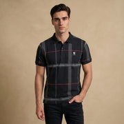 Men's Full Check Polo Shirt – Navy | Smart Casual Scotland Polo - Heritage Of Scotland - S