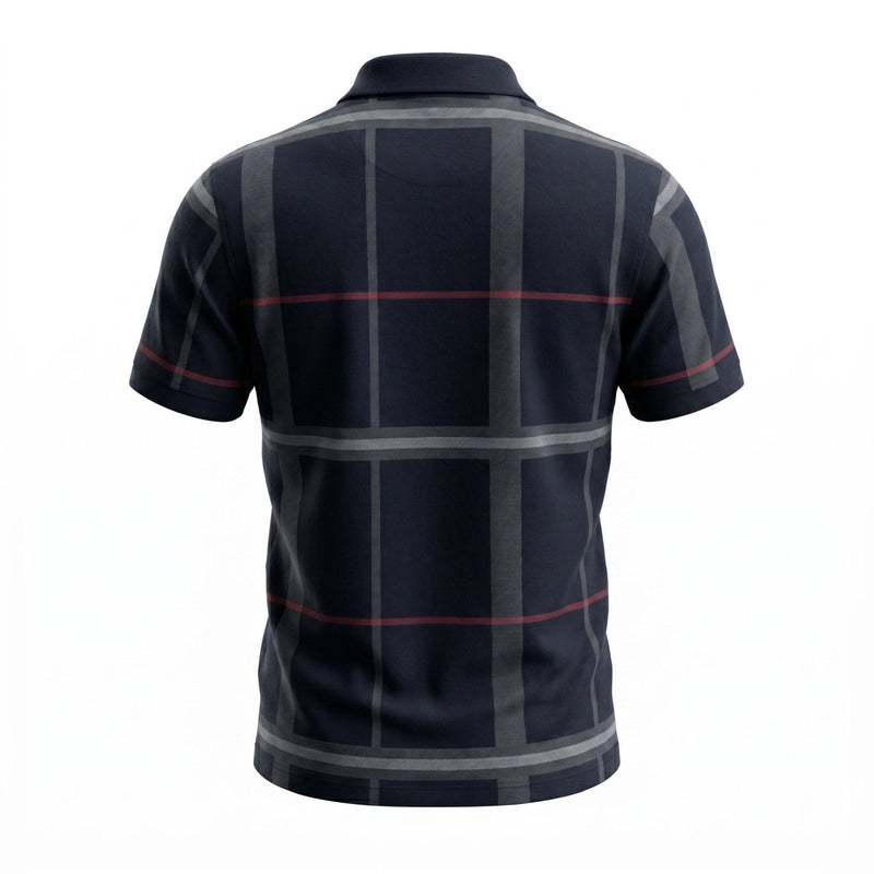 Men's Full Check Polo Shirt – Navy | Smart Casual Scotland Polo - Heritage Of Scotland - S