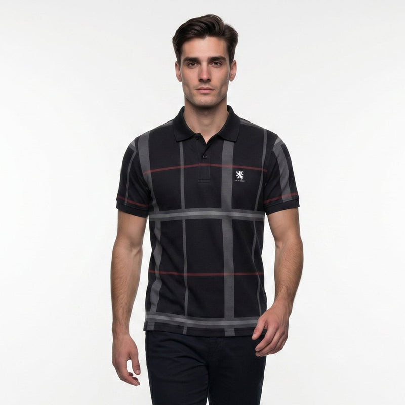 Men's Full Check Polo Shirt – Navy | Smart Casual Scotland Polo - Heritage Of Scotland - S