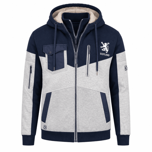 Men’s Lochy Padded Fleece Jacket – Scottish Lion Rampant Double Zip Hoodie - Heritage Of Scotland - S